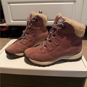 Timberland Women's Suede Lace-Up Winter Boots in Dusty Rose